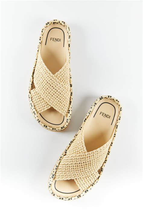 fendi raffia slides